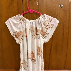 Milkbarn White and Brown Elephant Print Kids Dress & Bloomer Set